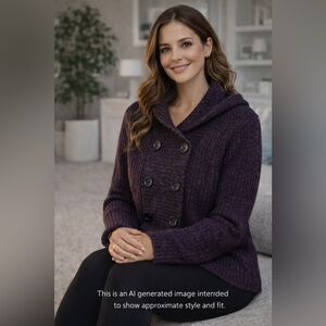 Effeci Hooded Knit Jacket Cardigan- Double Breasted